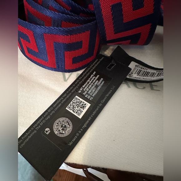 Versace Greca-pattern key lapiz blue adjustable belt (NEW) AUTHENTIC - Picture 12 of 16